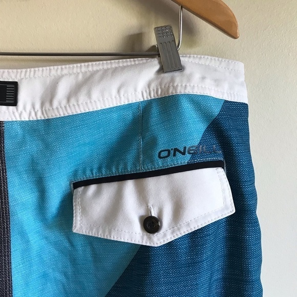 O’Neill Hybrid Board Swim Shorts Blue Yellow White Size 34 - Picture 8 of 10